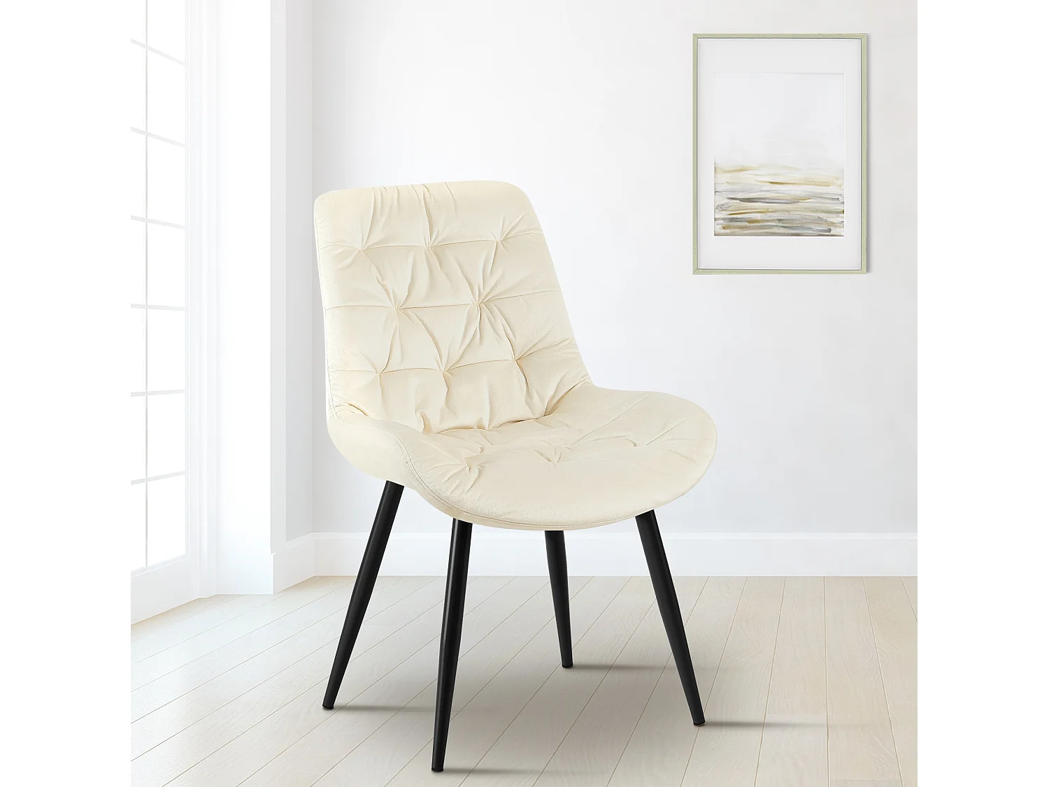 chaise salle à manger - Velours - Crème - Rossford