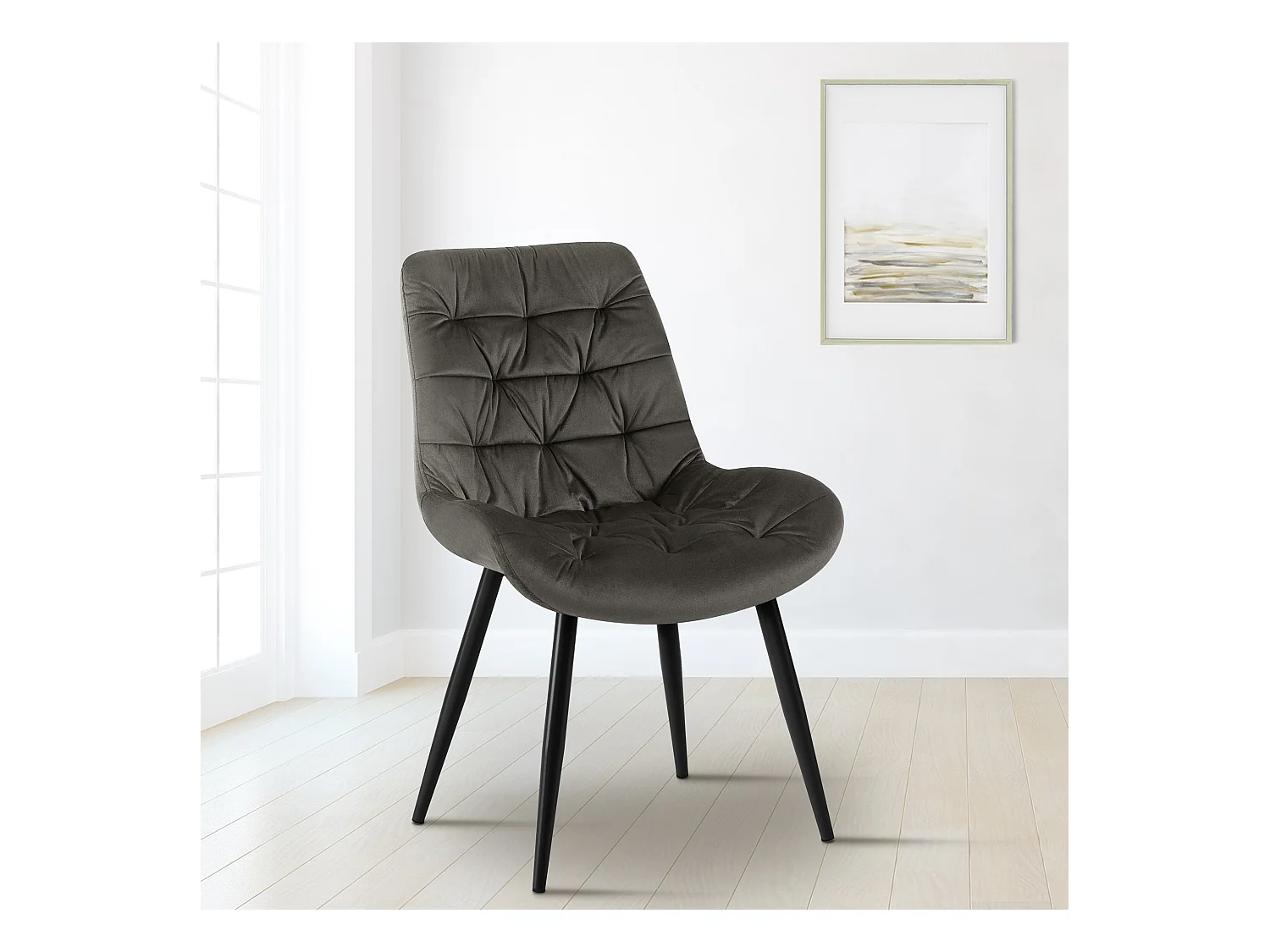 chaise salle à manger - Velours - Anthracite - Rossford