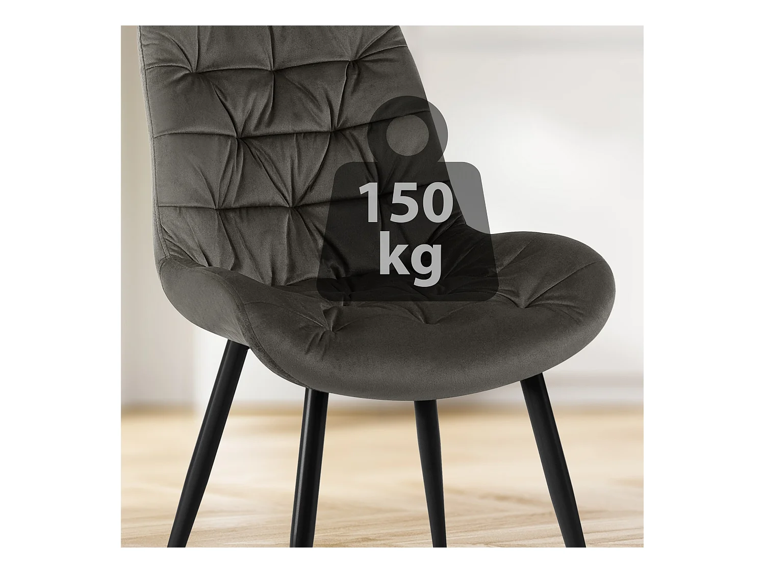 chaise salle à manger - Velours - Anthracite - Rossford