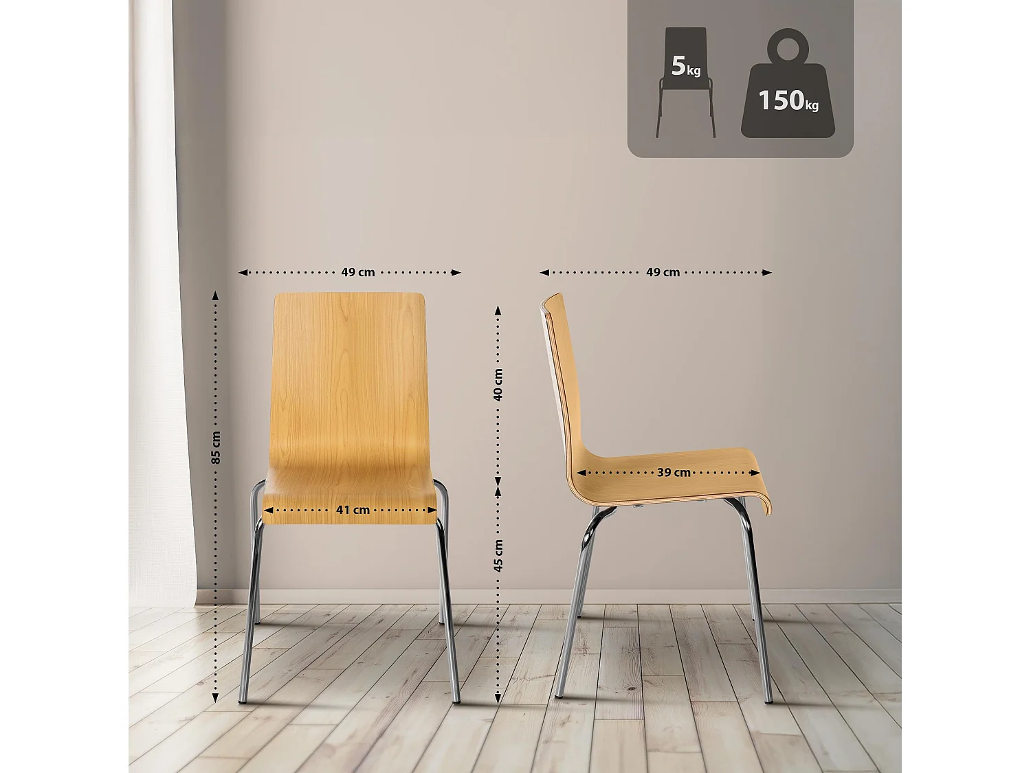 chaise salle à manger - Bois & Blanc - Nature - Gahanna