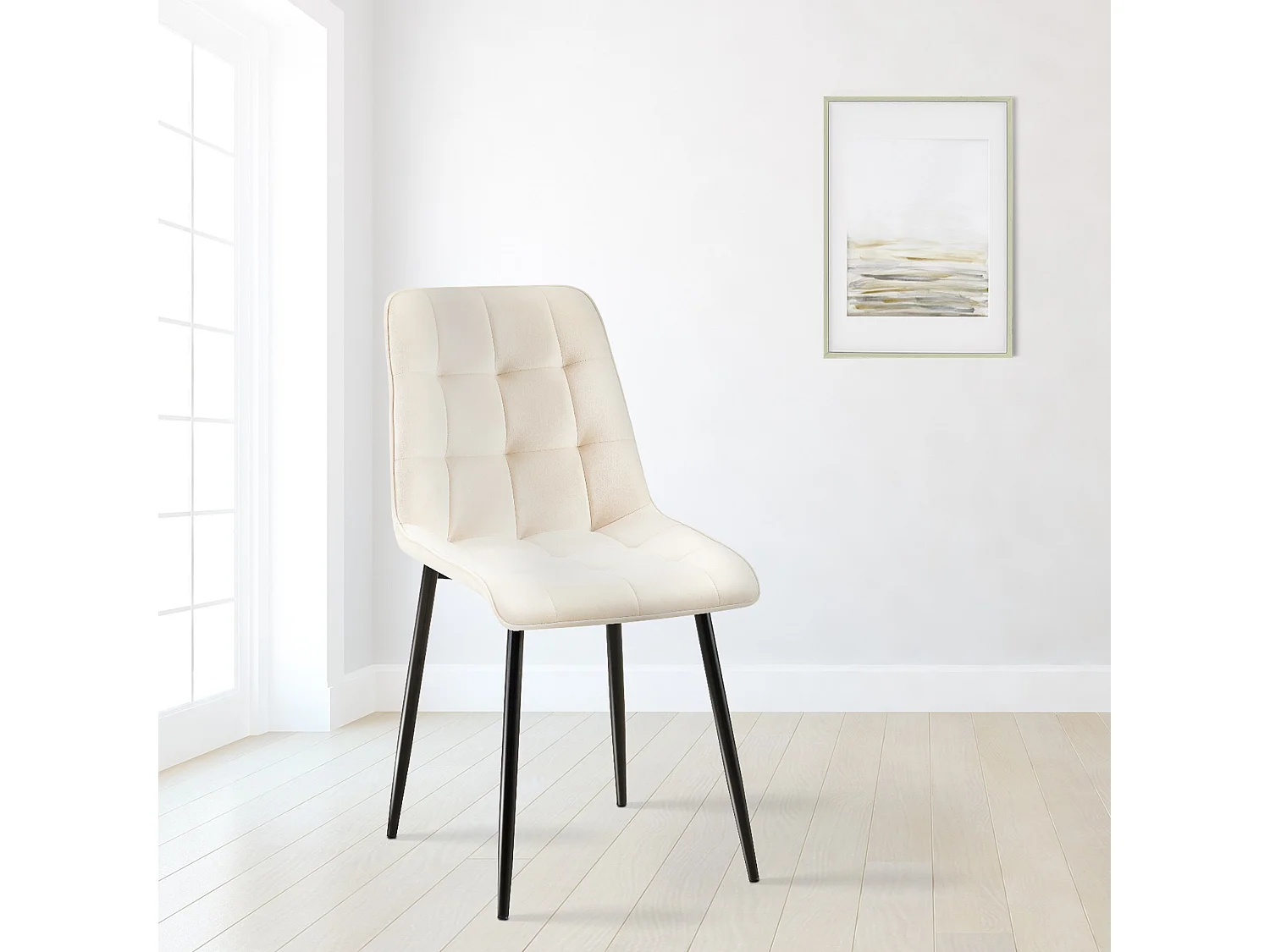 chaise salle à manger - Velours - Crème - Gifford