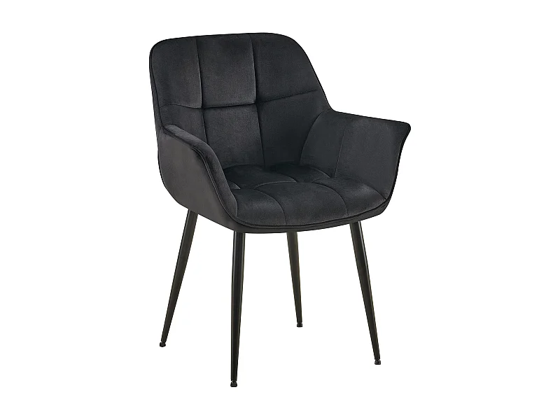 chaises avec accoudoirs - Velours - Noir - Roseville