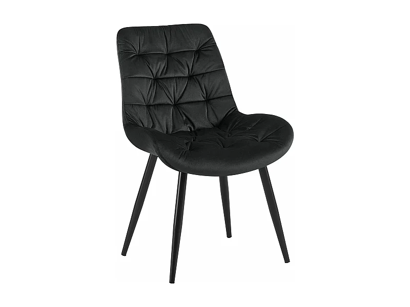 chaise salle à manger - Velours - Noir - Rossford