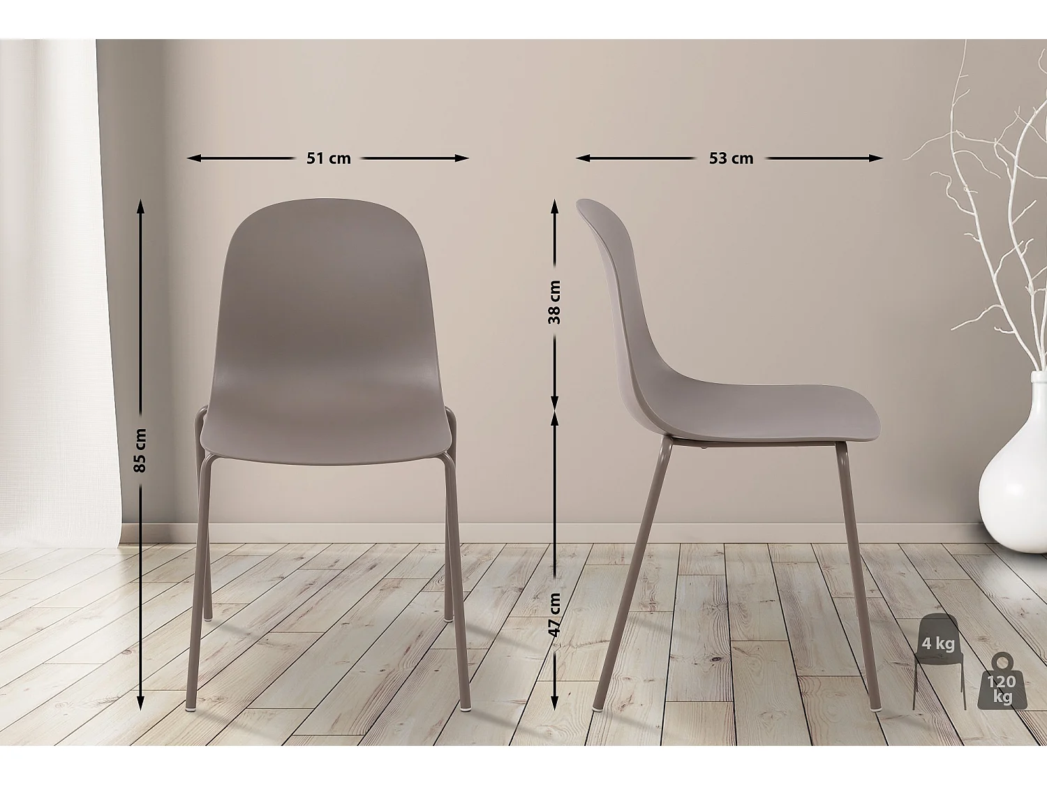 Chaises de jardin - Plastique - Taupe - Hardin