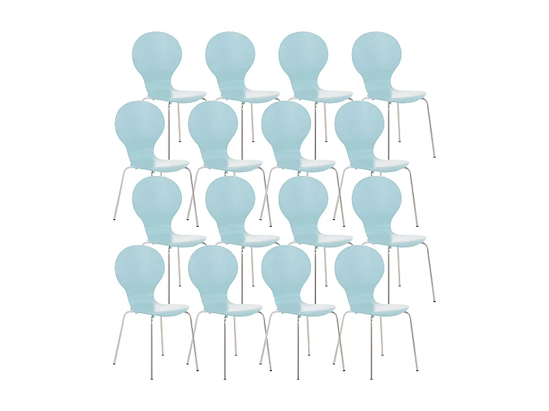 Lot de 16  Chaise de conférence - Bois - Bleu clair - DIEGO