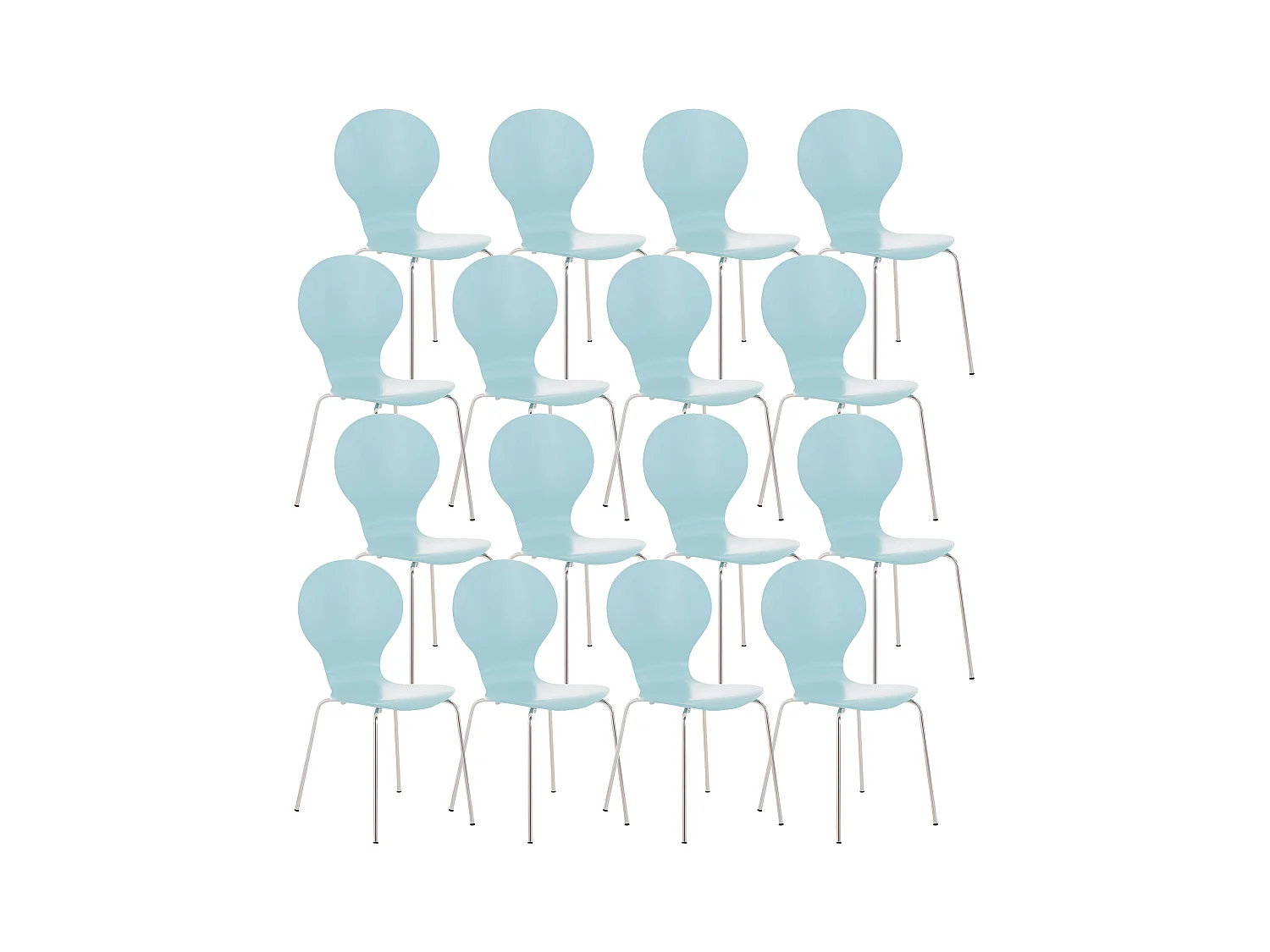 Lot de 16  Chaise de conférence - Bois - Bleu clair - DIEGO