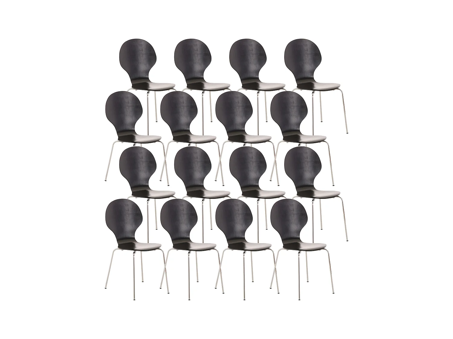 Lot de 16  Chaise de conférence - Bois - Noir - DIEGO