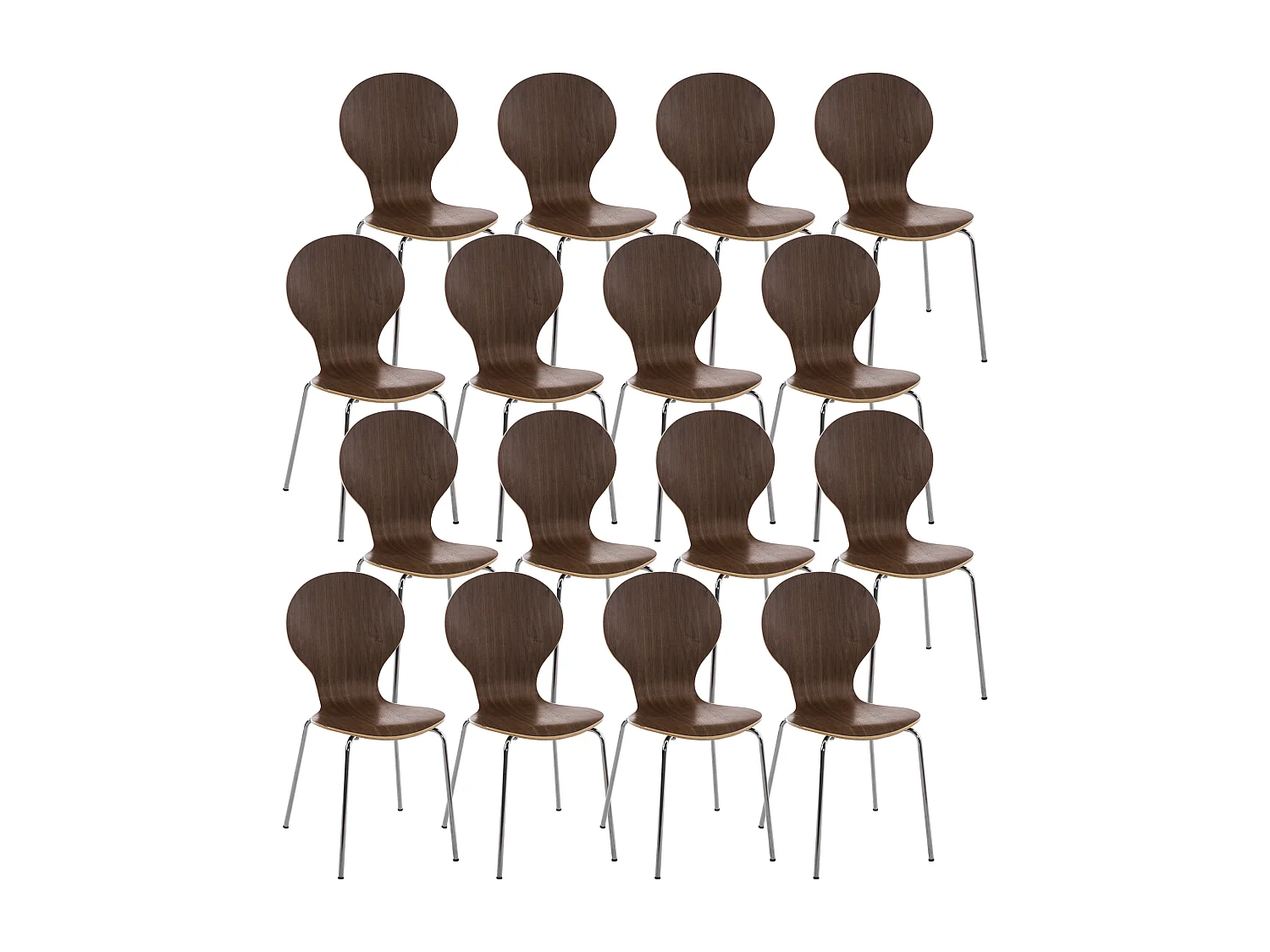 Lot de 16  Chaise de conférence - Bois & Nature - Noyer - DIEGO