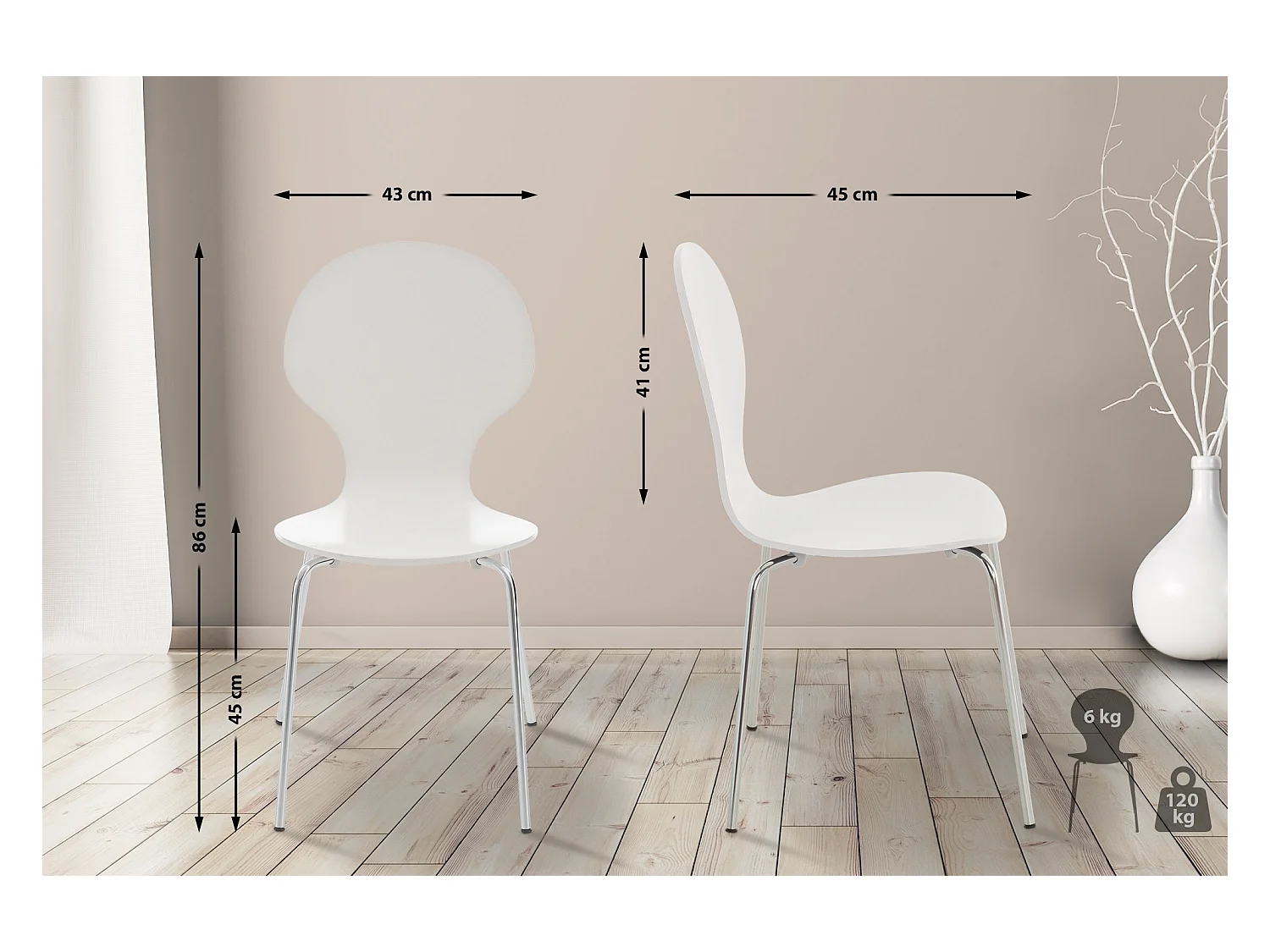 Lot de 16  Chaise de conférence - Bois - Blanc - DIEGO