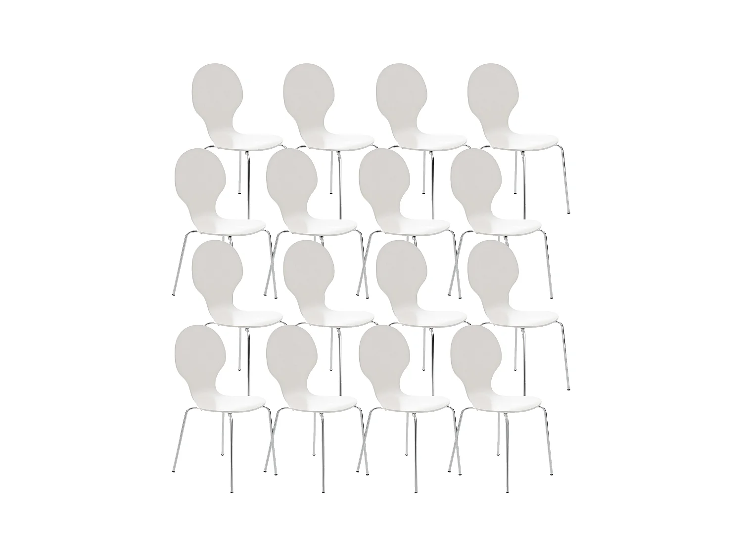 Lot de 16  Chaise de conférence - Bois - Blanc - DIEGO