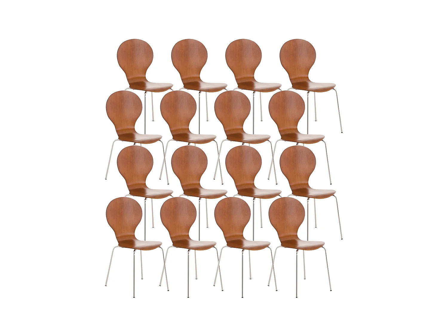 Lot de 16  Chaise de conférence - Bois - Marron - DIEGO