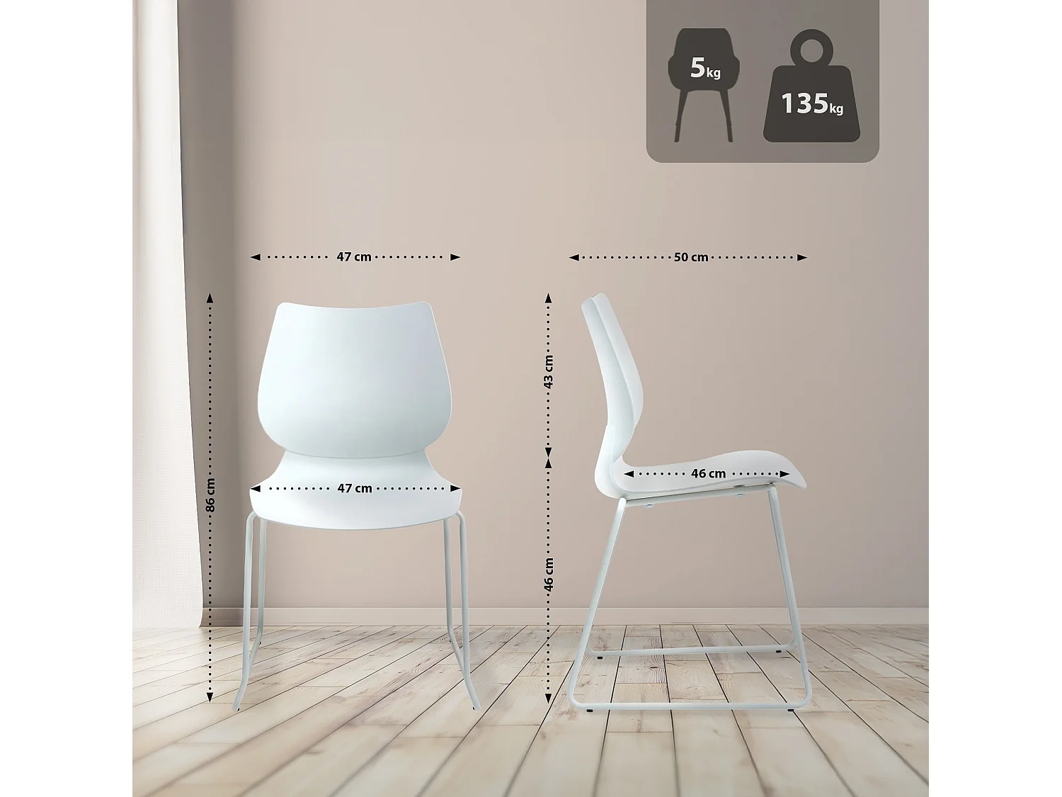 Chaise de conférence - Plastique - Blanc - Houma