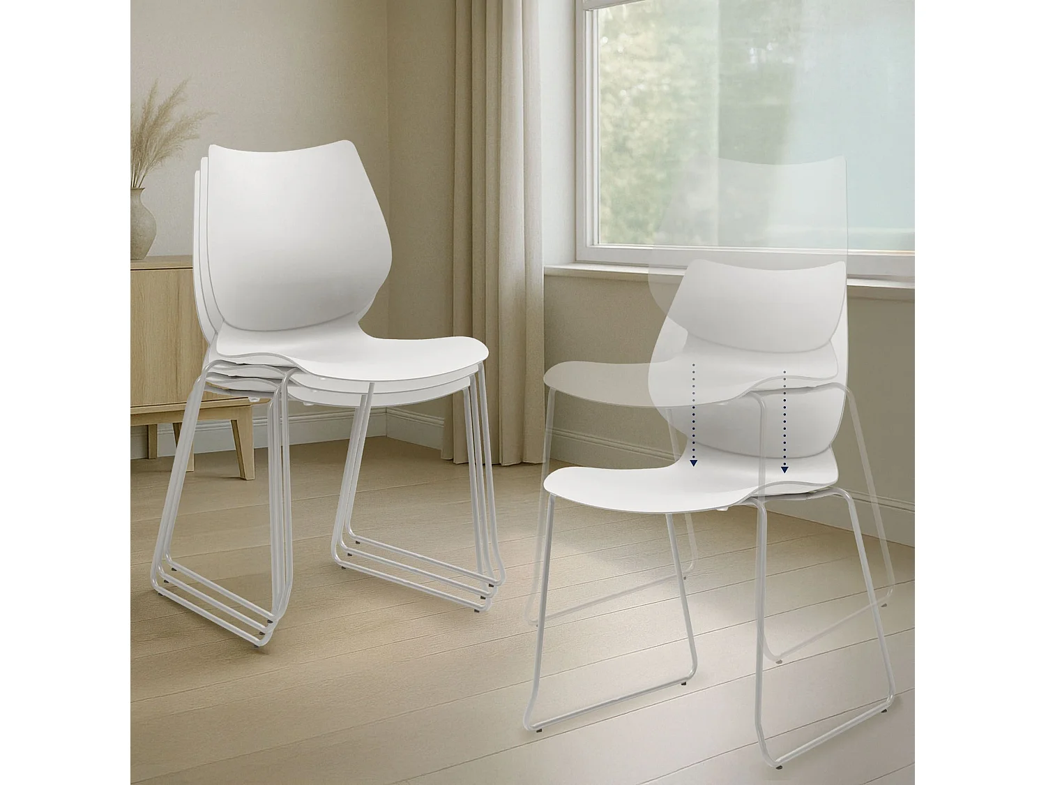 Chaise de conférence - Plastique - Blanc - Houma