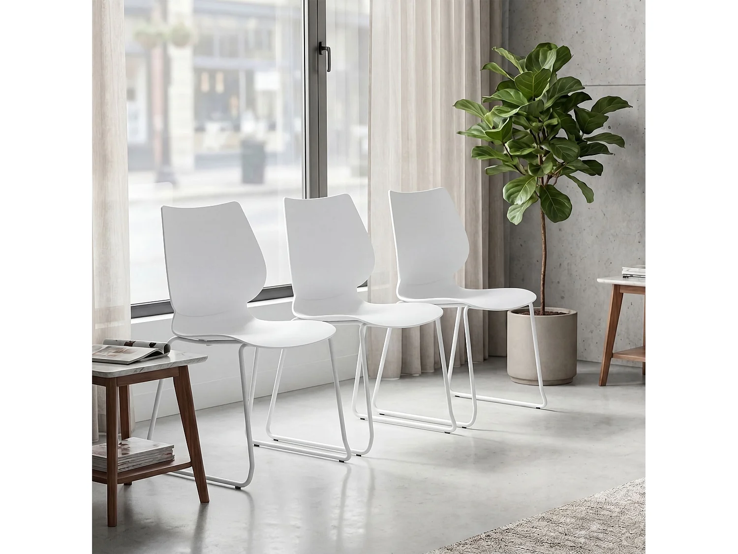 Chaise de conférence - Plastique - Blanc - Houma