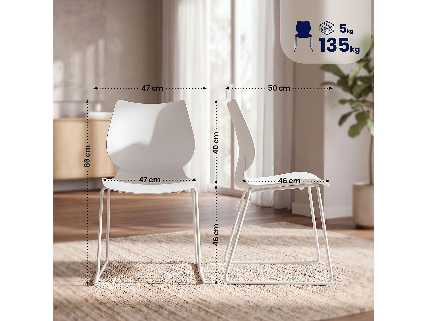 Chaise de conférence - Plastique - Blanc - Houma