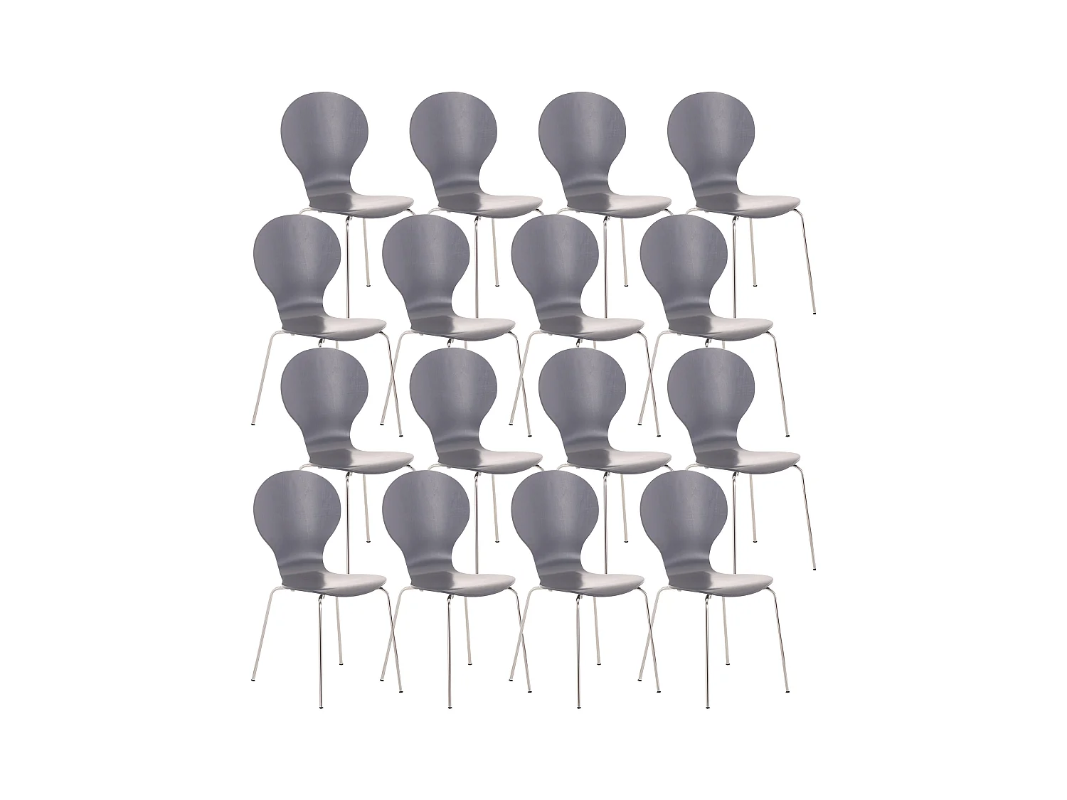 Lot de 16  Chaise de conférence - Bois - Gris - DIEGO