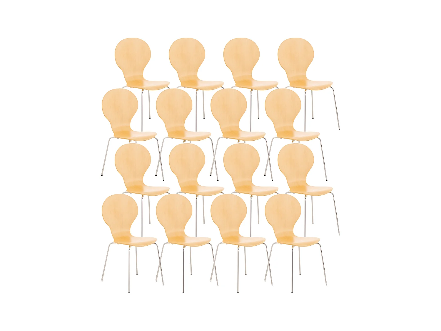 Lot de 16  Chaise de conférence - Bois - Nature - DIEGO