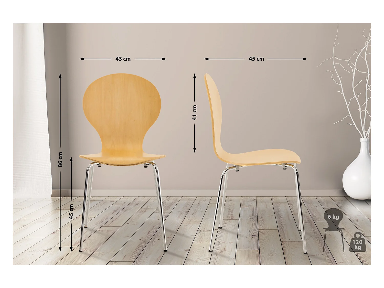 Lot de 16  Chaise de conférence - Bois - Nature - DIEGO