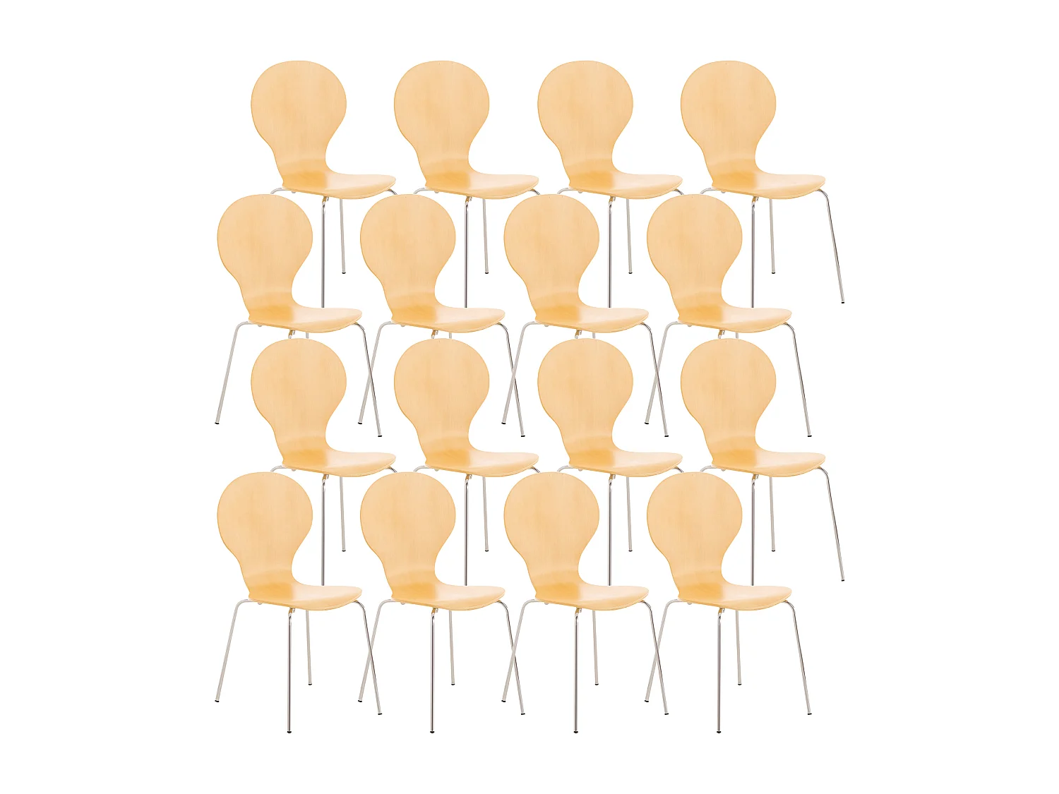 Lot de 16  Chaise de conférence - Bois - Nature - DIEGO