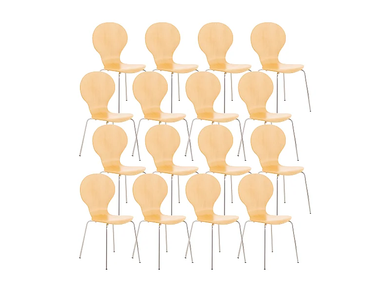 Lot de 16  Chaise de conférence - Bois - Nature - DIEGO