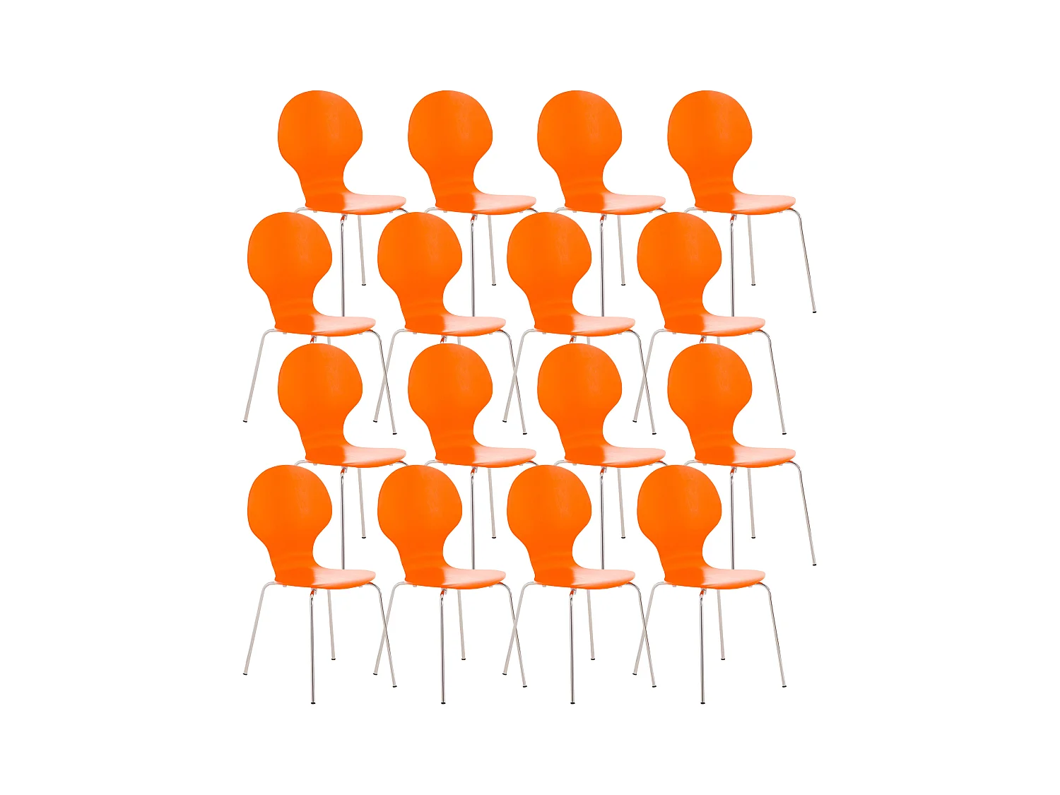 Lot de 16  Chaise de conférence - Bois - Orange - DIEGO
