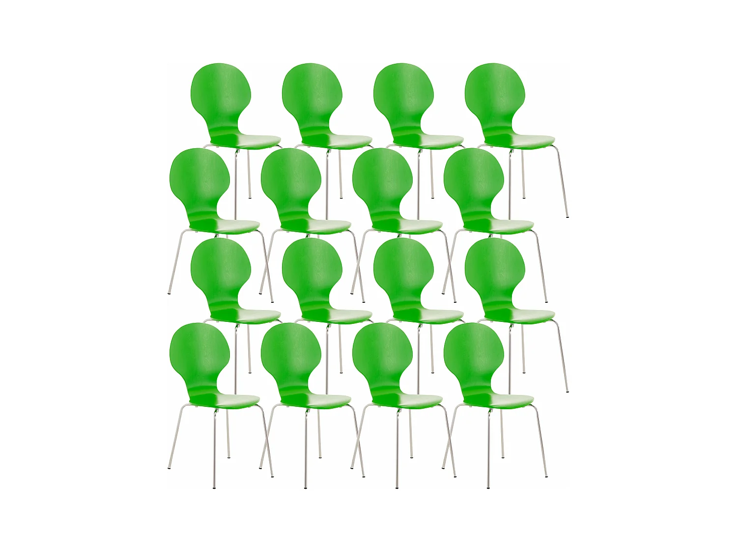 Lot de 16  Chaise de conférence - Bois - Vert - DIEGO