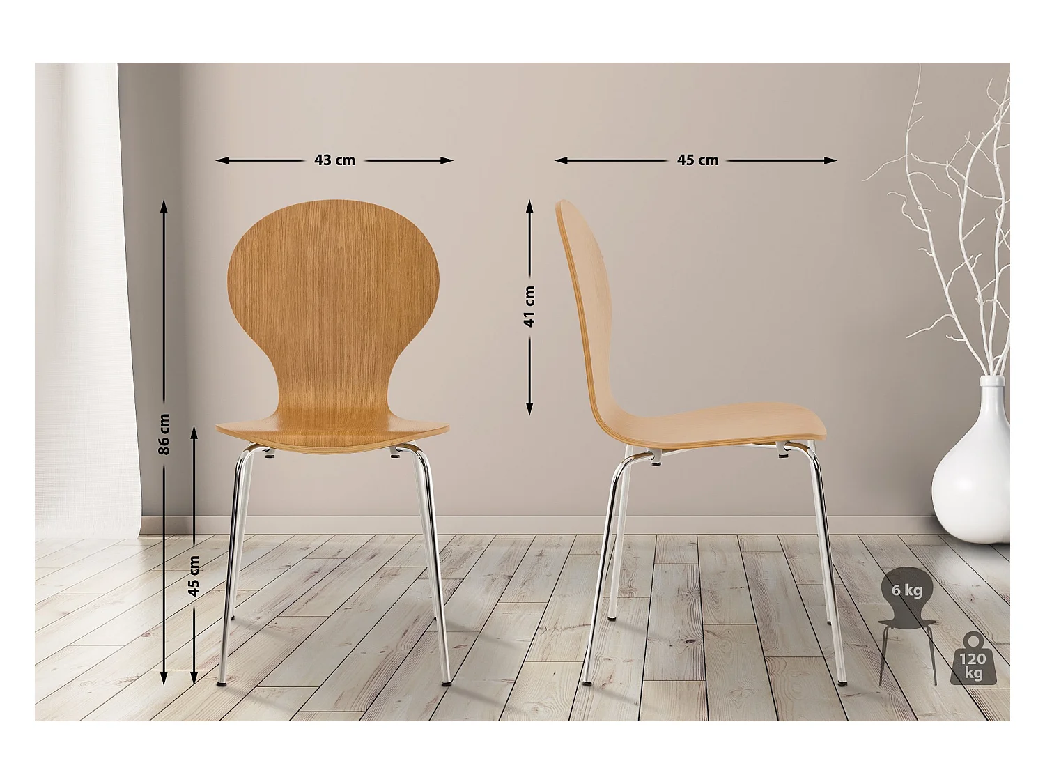 Lot de 16  Chaise de conférence - Bois & Acier inoxydable - Chêne - DIEGO