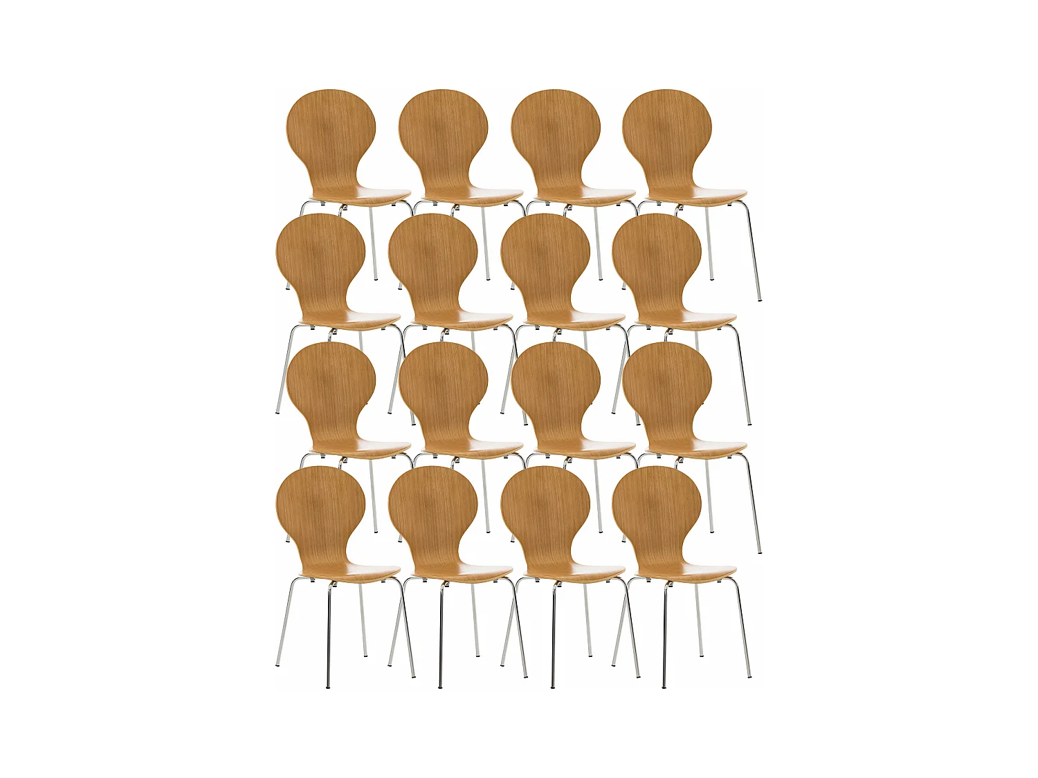 Lot de 16  Chaise de conférence - Bois & Acier inoxydable - Chêne - DIEGO