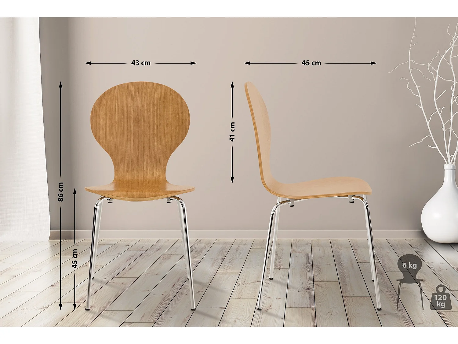 Lot de 16  Chaise de conférence - Bois & Acier inoxydable - Chêne - DIEGO