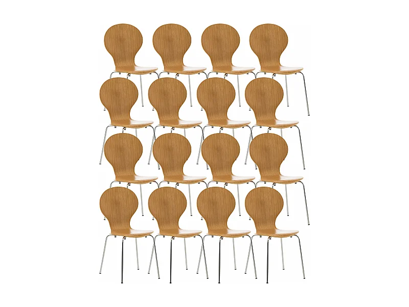 Lot de 16  Chaise de conférence - Bois & Acier inoxydable - Chêne - DIEGO