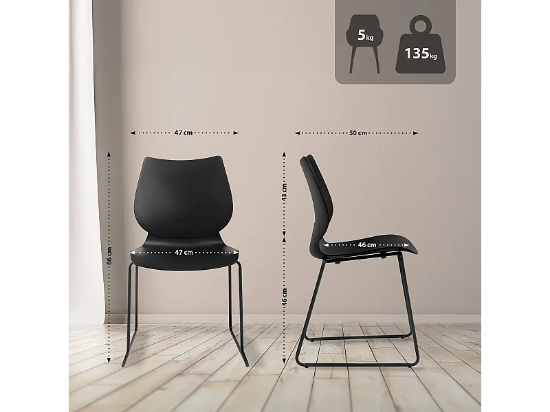 Chaise de conférence - Plastique - Noir - Houma