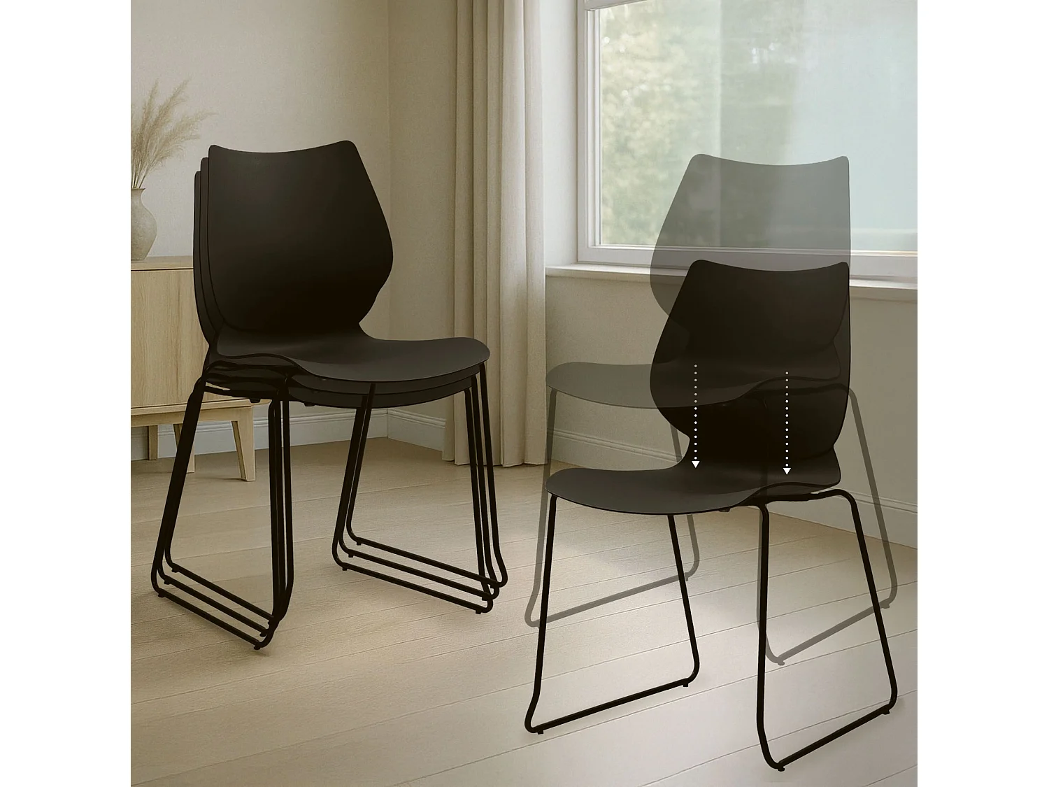 Chaise de conférence - Plastique - Noir - Houma