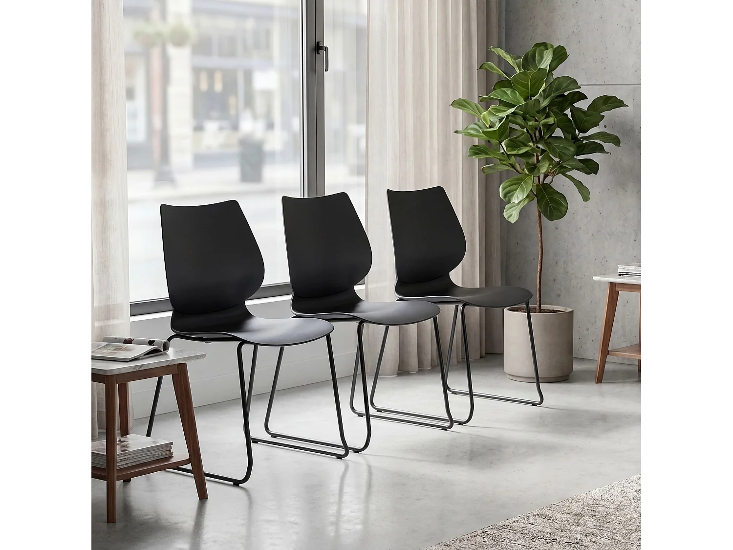 Chaise de conférence - Plastique - Noir - Houma