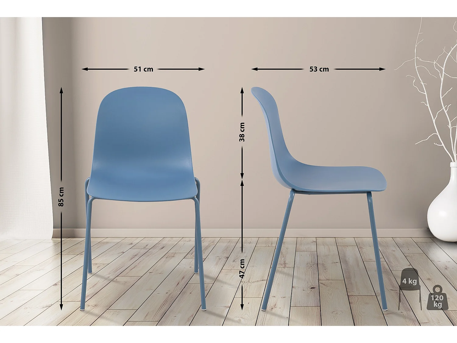 Chaises de jardin - Plastique - Bleu - Hardin