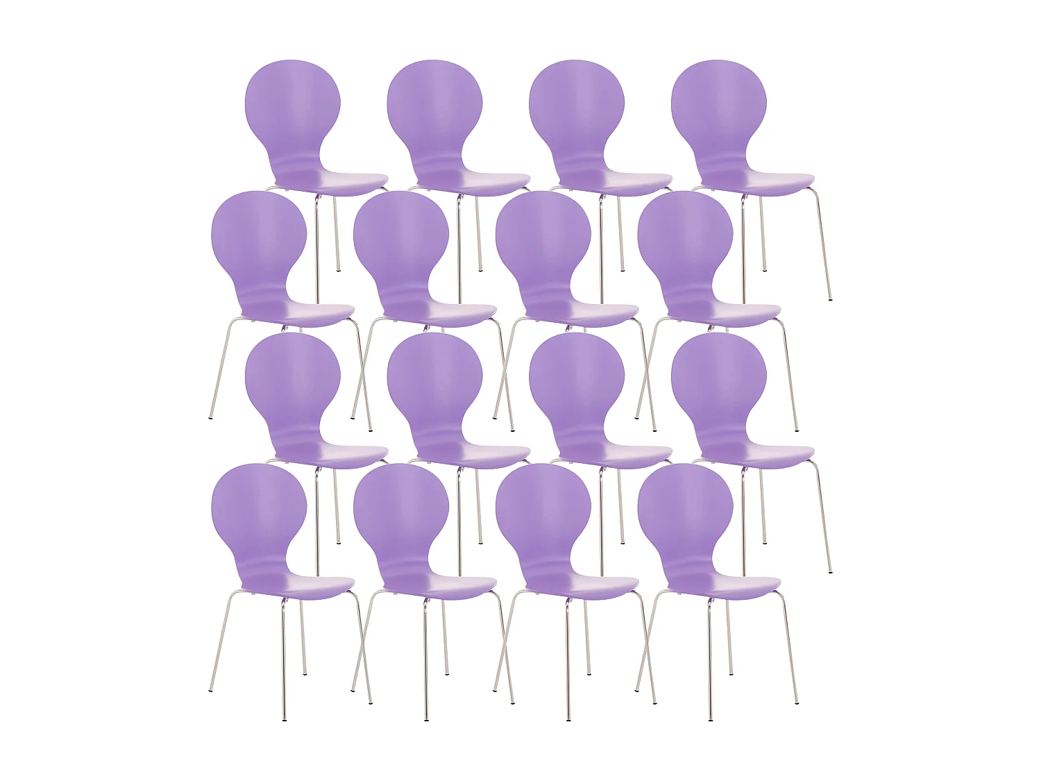 Lot de 16  Chaise de conférence - Bois - Violet - DIEGO