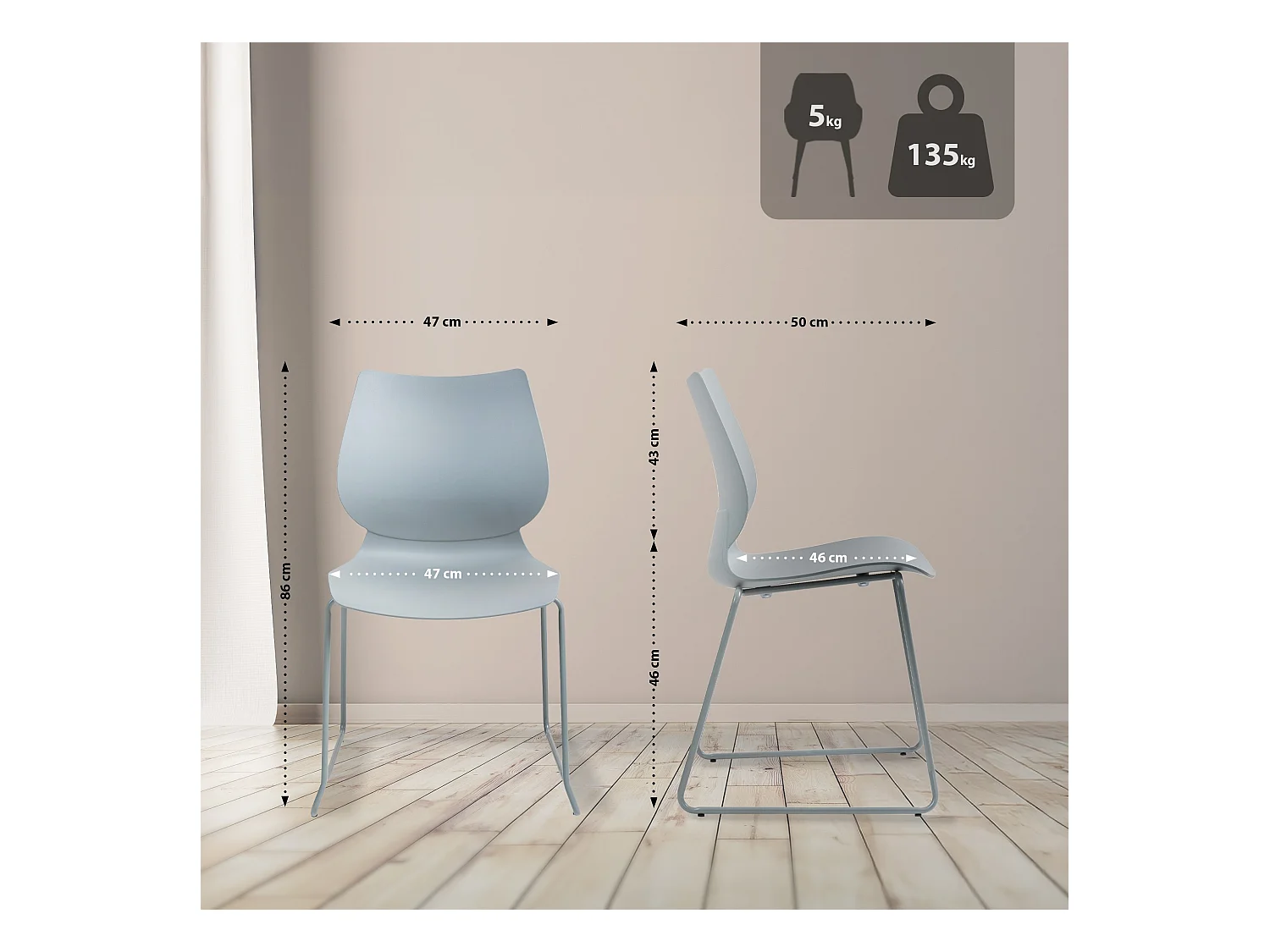 Chaise de conférence - Plastique - Gris - Houma