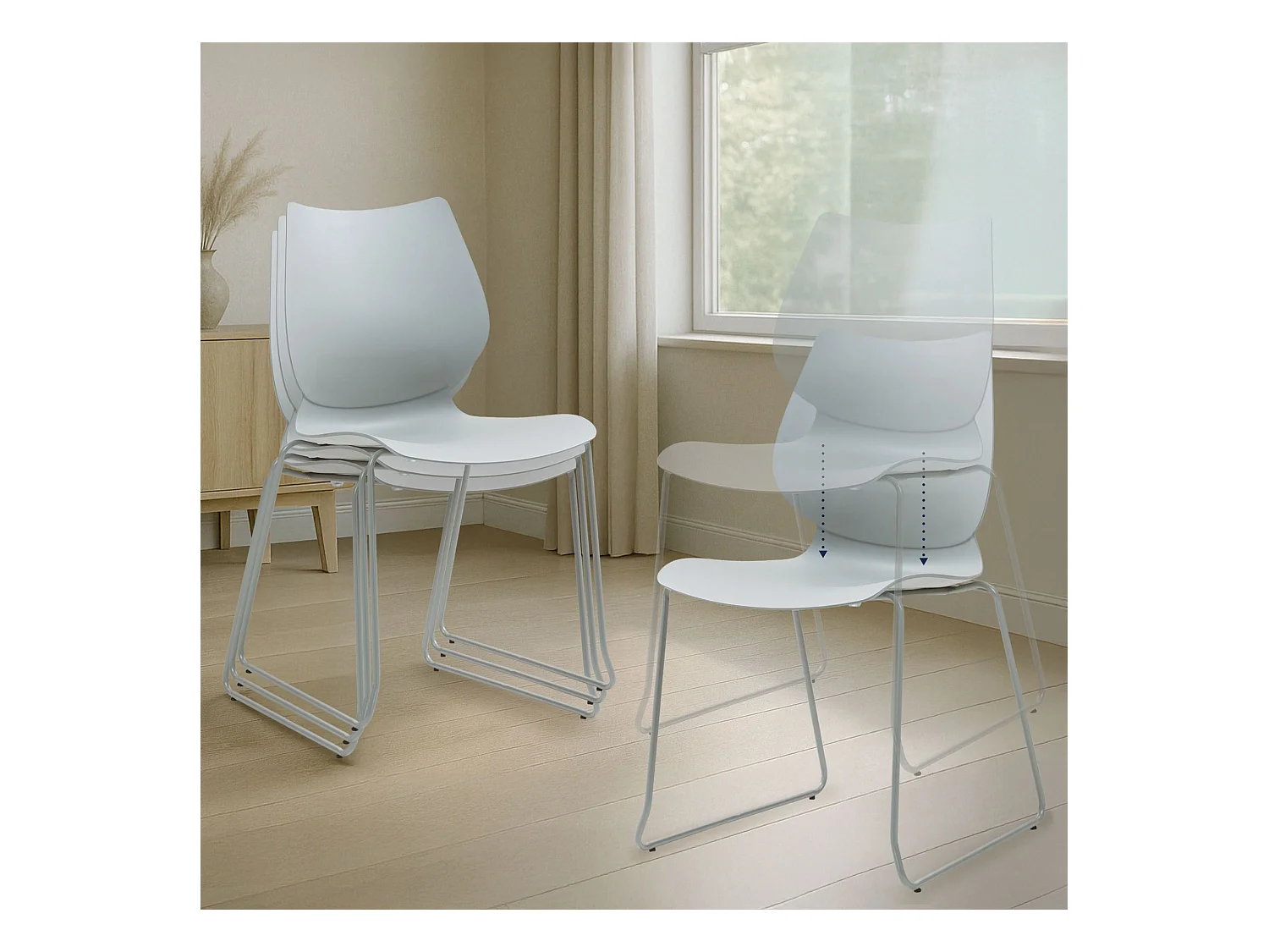 Chaise de conférence - Plastique - Gris - Houma