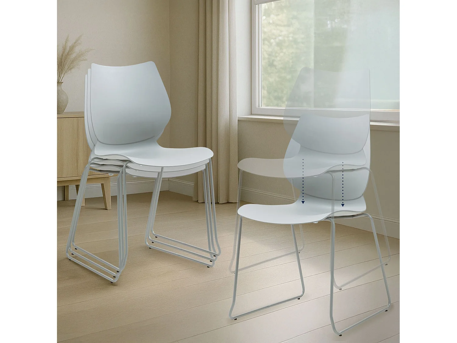 Chaise de conférence - Plastique - Gris - Houma