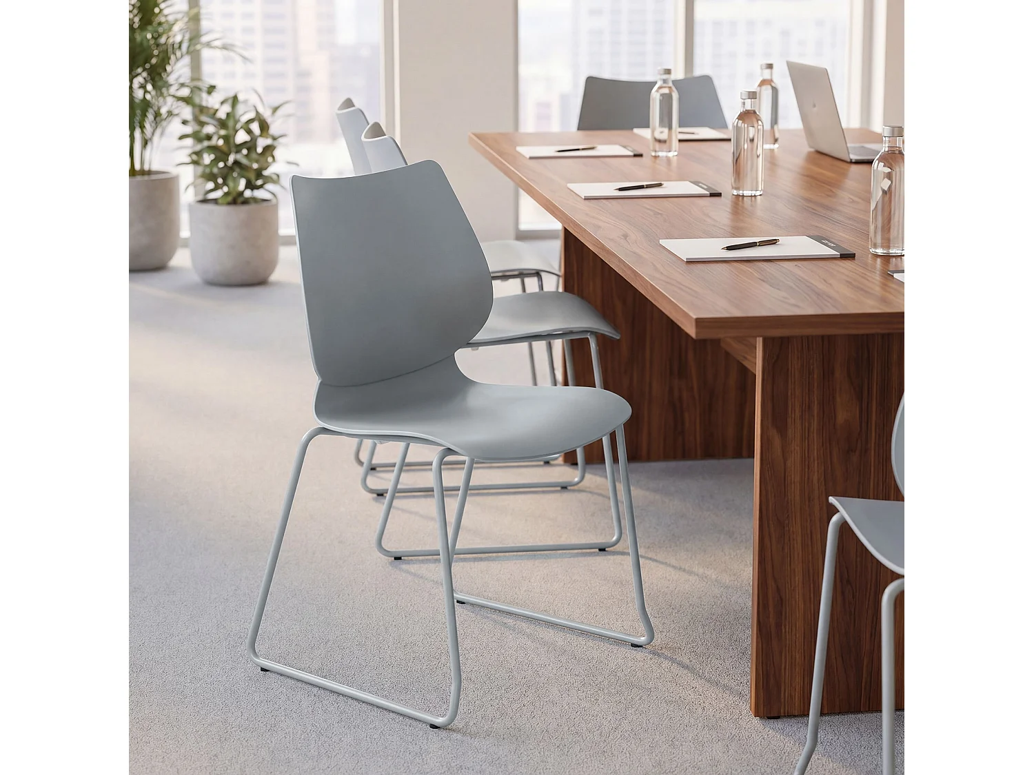 Chaise de conférence - Plastique - Gris - Houma