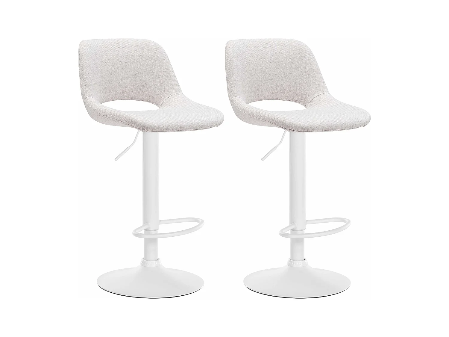 Lot de 2  Tabouret de bar - Tissu - Crème - Camden