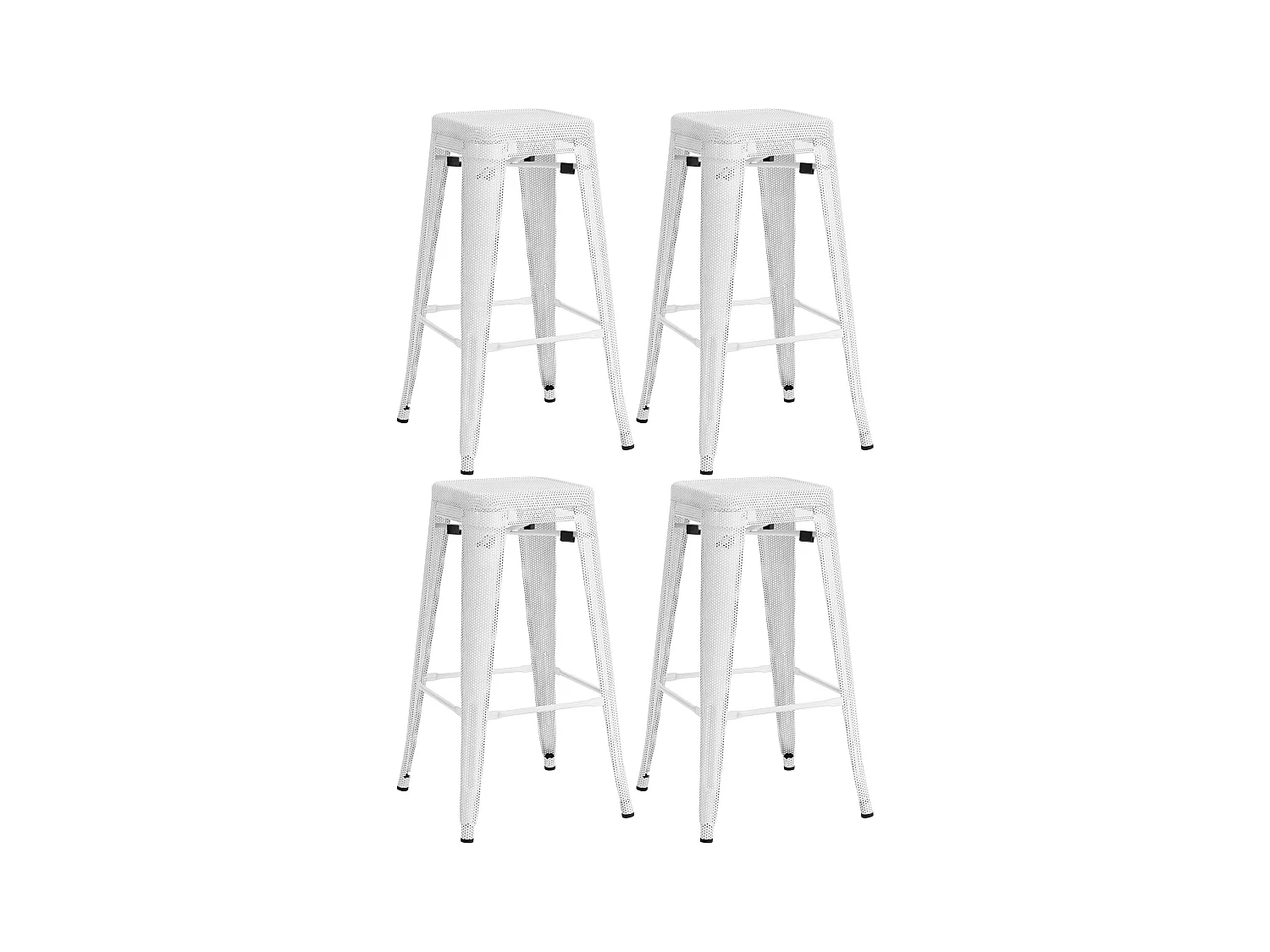 Lot de 4  Tabouret de bar - Métal - Blanc - Fletcher