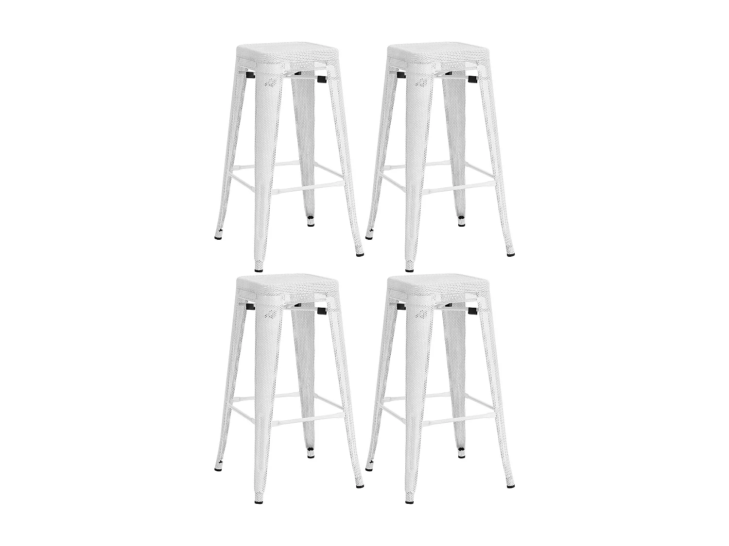 Lot de 4  Tabouret de bar - Métal - Blanc - Fletcher