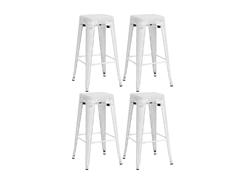 Lot de 4  Tabouret de bar - Métal - Blanc - Fletcher