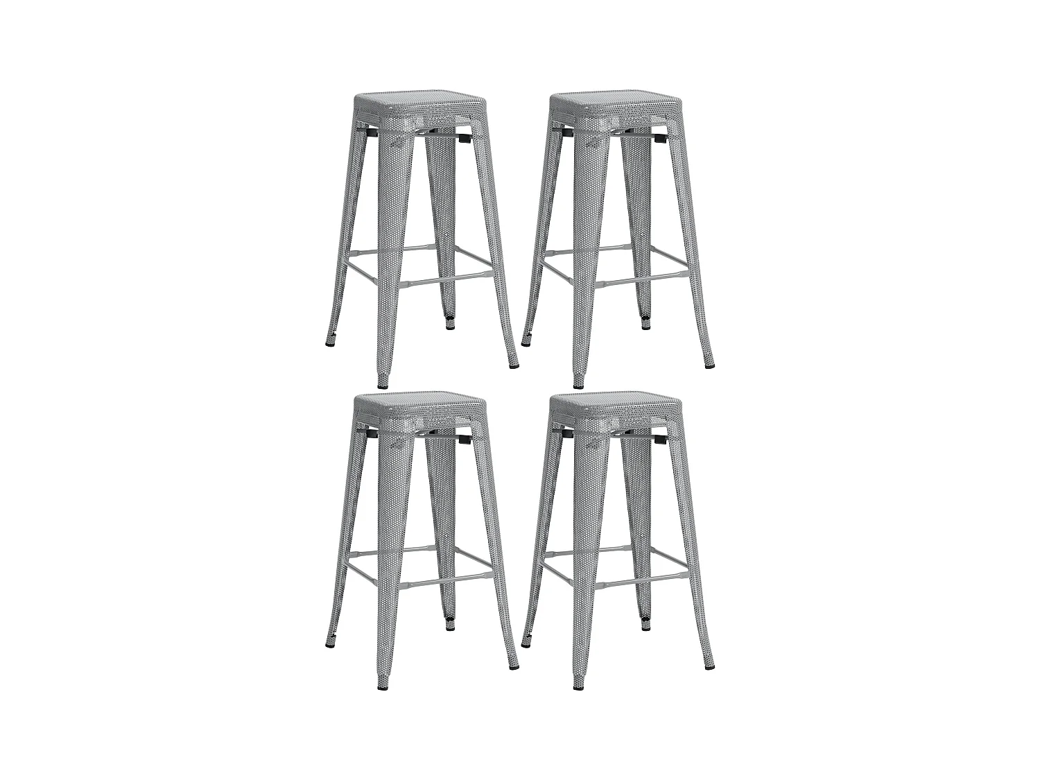 Lot de 4  Tabouret de bar - Métal - Argent - Fletcher