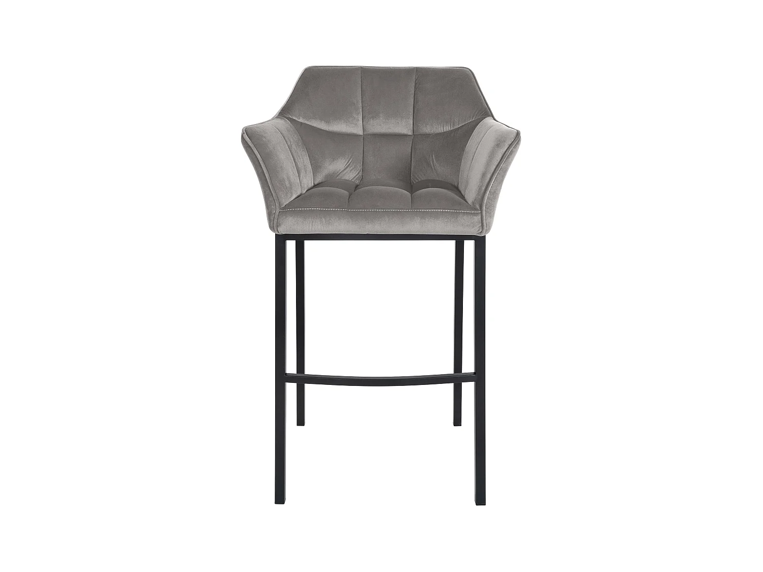 Lot de 2  Tabouret de bar - Velours - Gris - Damaso