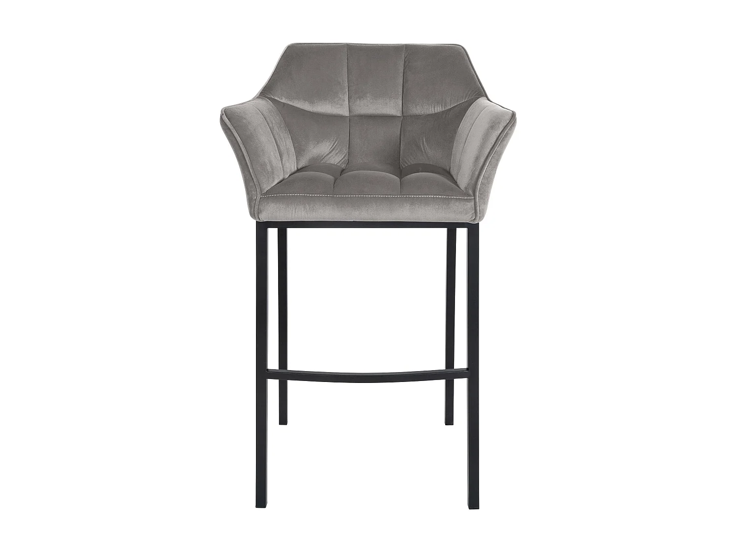 Lot de 2  Tabouret de bar - Velours - Gris - Damaso