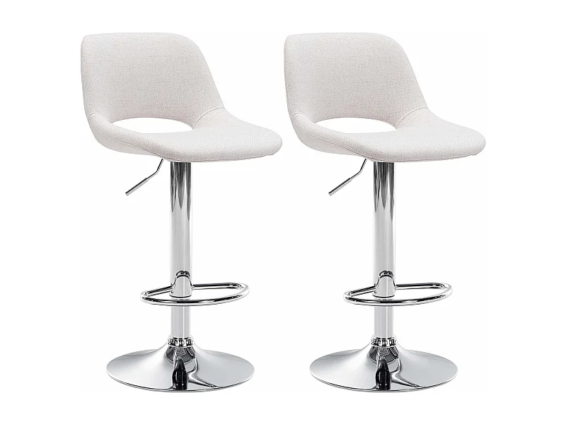 Lot de 2  Tabouret de bar - Tissu - Crème - Camden