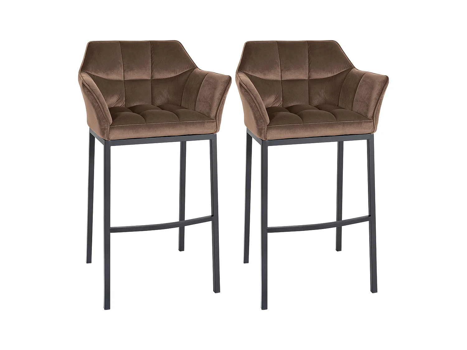 Lot de 2  Tabouret de bar - Velours - Marron - Damaso