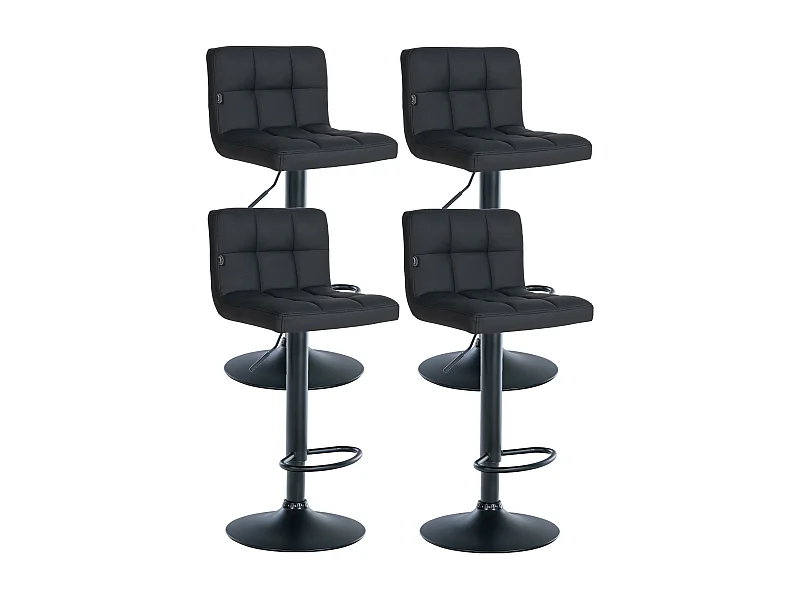 Lot de 4  Tabouret de bar - Similicuir - Noir - Feni