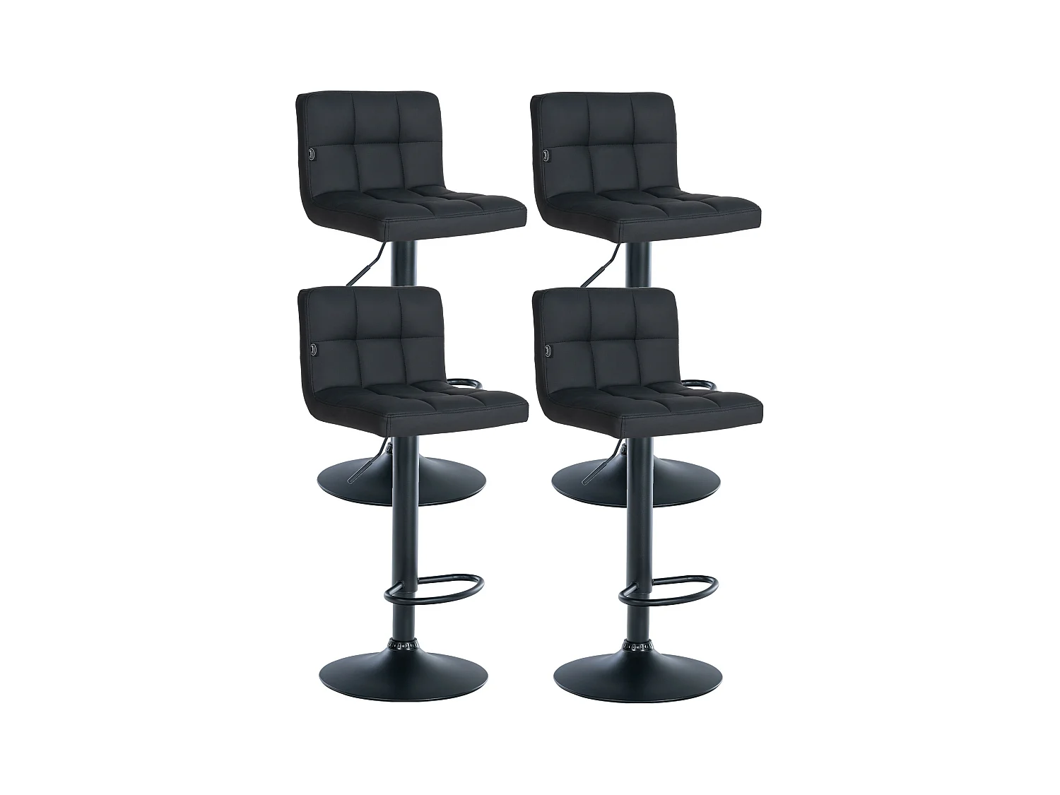 Lot de 4  Tabouret de bar - Similicuir - Noir - Feni